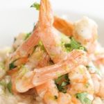 Risotto au lait de coco, crevettes et coriandre