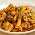 Basil Pesto Chicken Mushroom Pasta