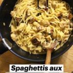 Spaghettis aux tomates confites, mozarella et poulet