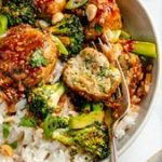 Sweet & Spicy Sesame Chicken Meatball Bowls | Ambitious Kitchen