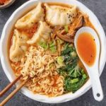 Kimchi and Dumpling Noodle Soup