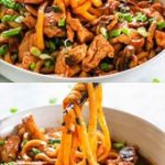 Hoisin chicken udon noodles, chiken noodles, crispy noodles,soap,noodles soap,chawmin.