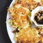 Japanese cabbage pancakes | white plate blank slate