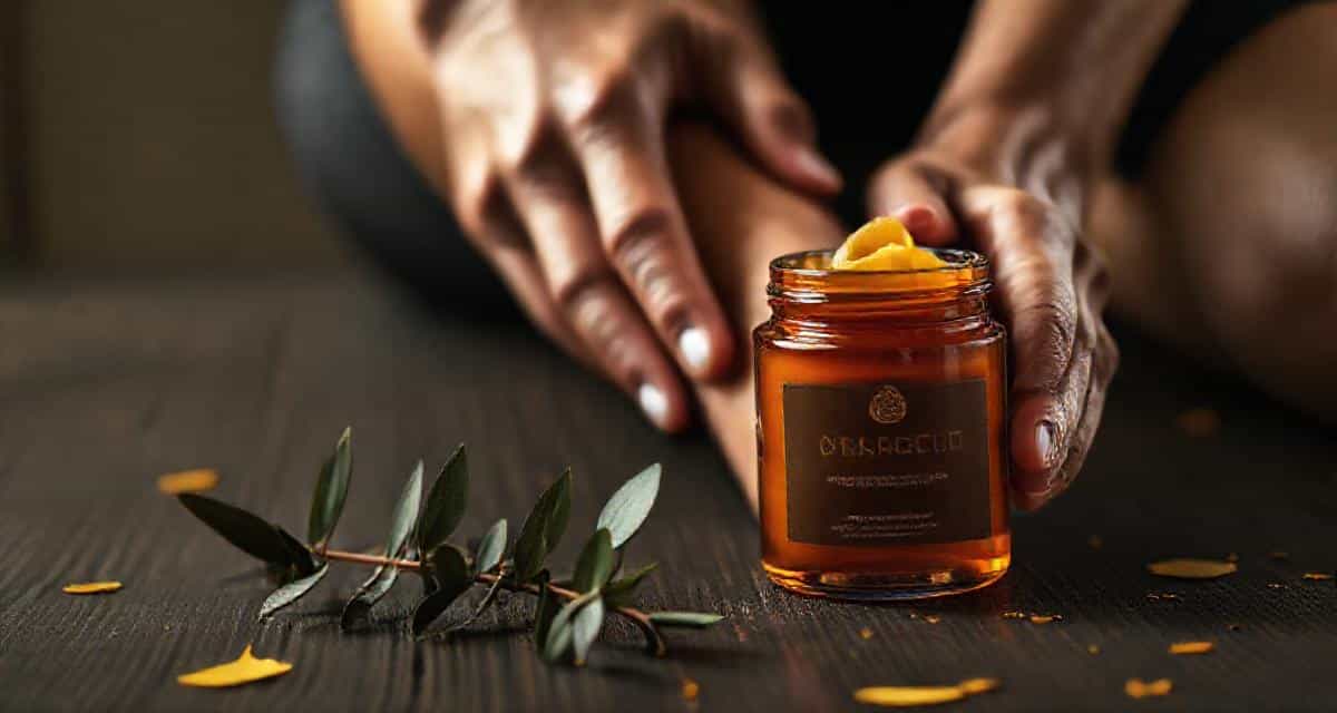 Application du baume sur les muscles fatigués